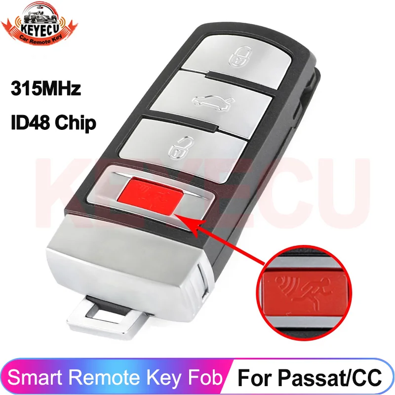 

Чип KEYECU 315 МГц ID48 для Volkswagen VW Passat 2006-2013 CC 2009 2010 2011 2012 2013 2014 2015 NBG009066T Smart Remote Key Fob