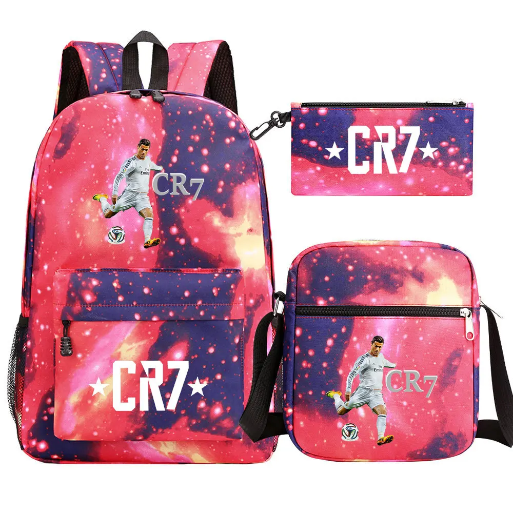 3pcs Simple Lightweight Backpacks CR7 Sports Casual Travel Outdoor Backpacks Teens Laptop Mochilas sac a dos