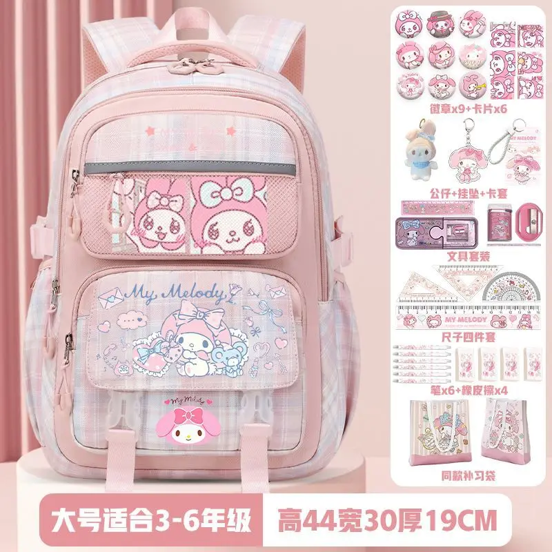 Sanrio New Melody Student Schoolbag Cute Cartoon Casual Large Capacity Waterproof Stain-Resistant Backpack