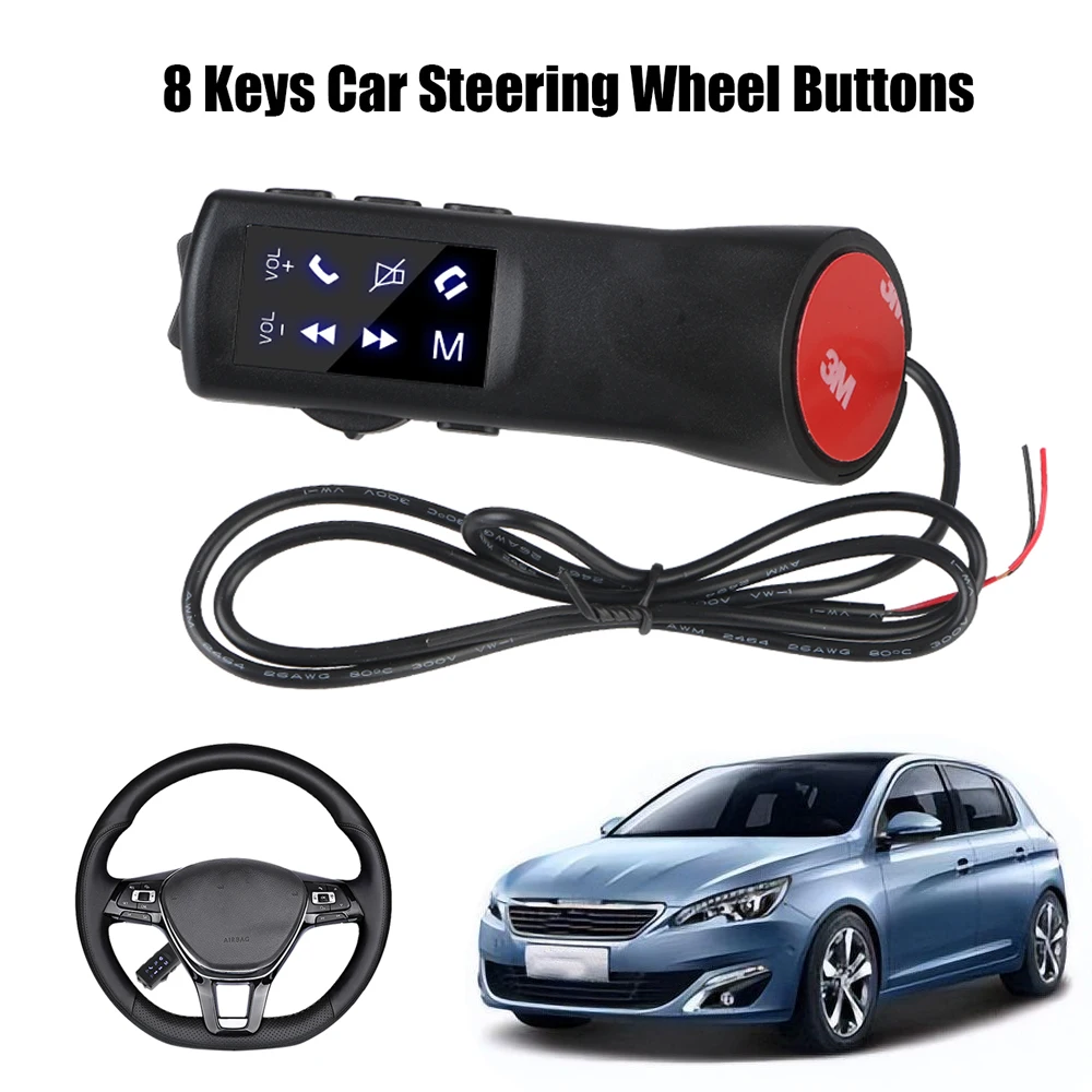 

Universal Car Steering Wheel Buttons 8 Keys Wireless Control For Music Phone DVD Navigation Remote Controller 12V