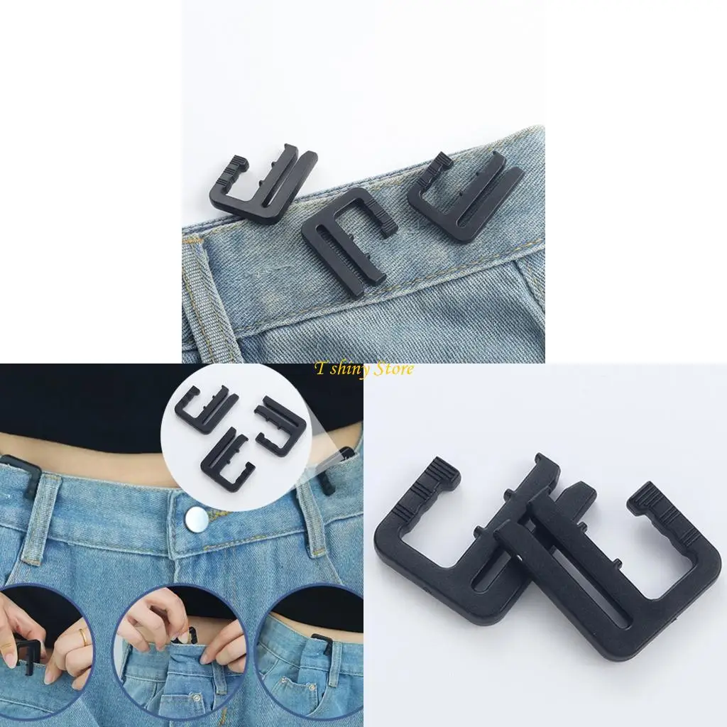 N58F Simple Metal Waist Cinching Buckle 3PCS Adjustable Waist Tightener For Loose Jeans Pants Waist Ajusting Tightening Hook