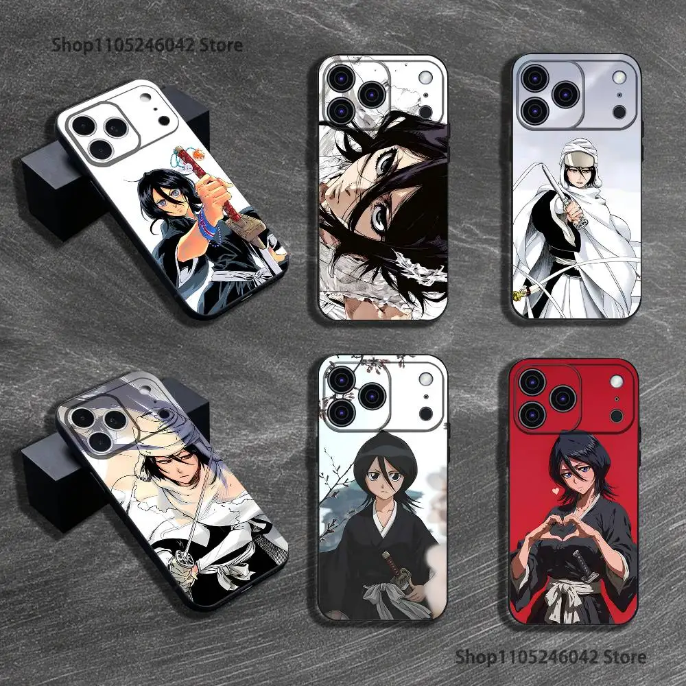 

R-Rukia Anime-E KuchikiS For iPhone 17,16,15,14,13,12,11,Pro,Max,Plus Black Soft Cover Phone Case