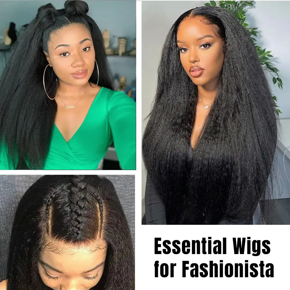 12-26 inch Synthetic Wig U Part Hair Kinky Straight for Black Women Italian Yaki Half Machine Made Clip in Hair Extension Daily