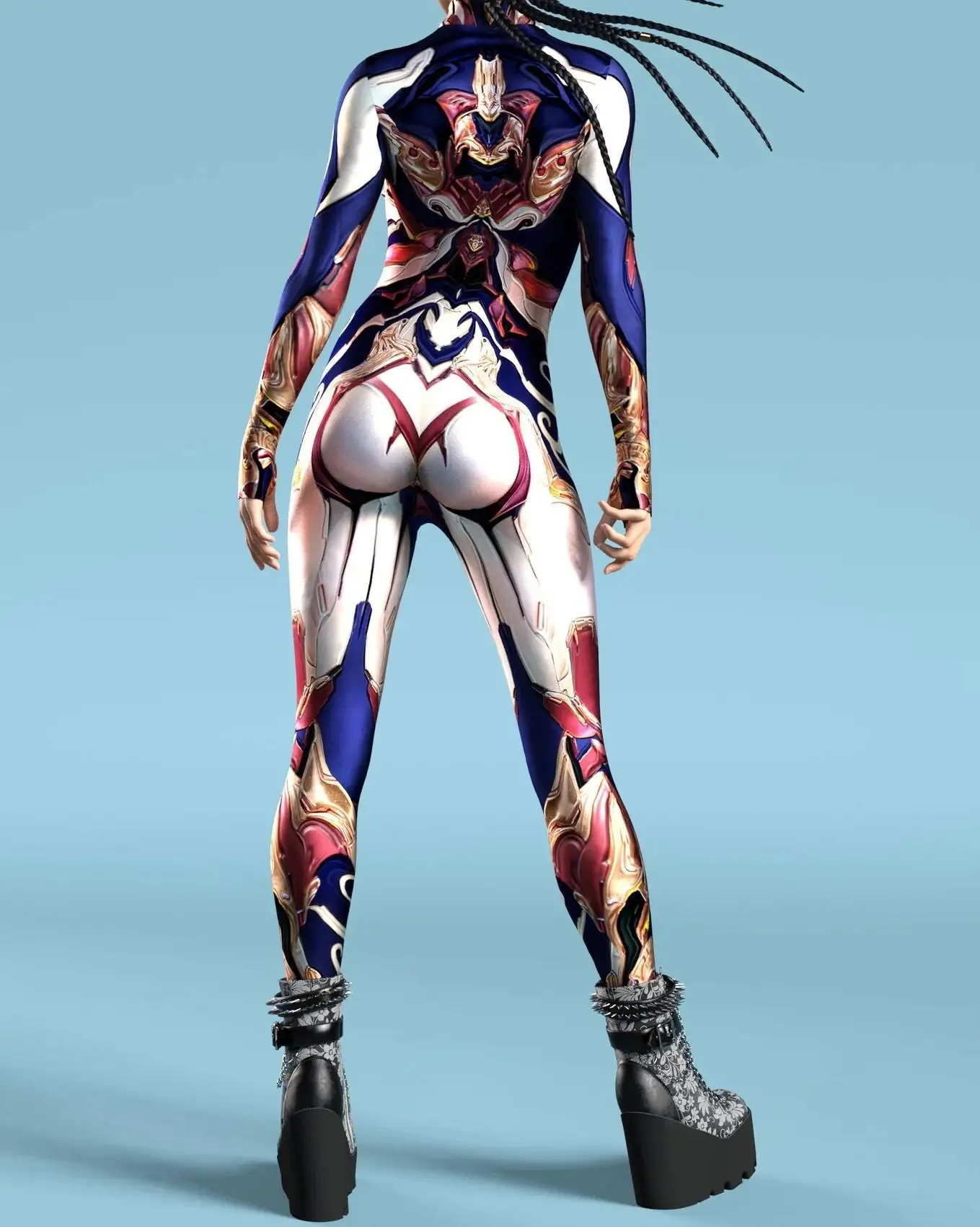 Cooles mechanisches Rüstungs-Cosplay-Kostüm für Frauen, Punk-Bodysuit, elastischer Jumpsuit für Feiertagspartys, ausgefallene Aerial-Yoga-Auftritte, Catsuit – Detail 29