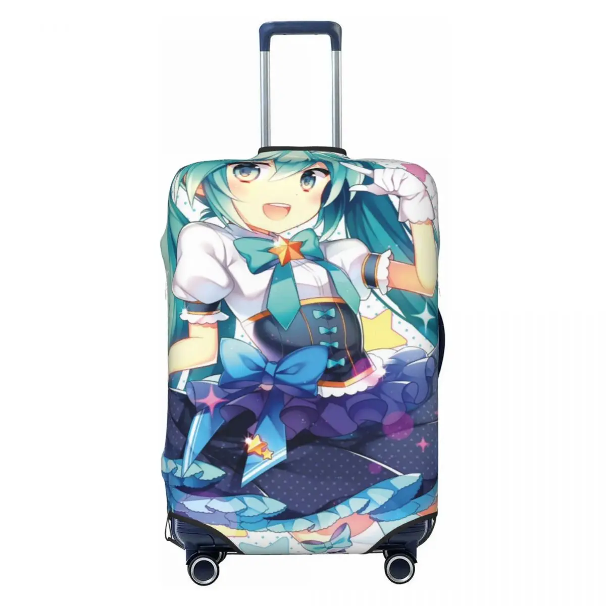 カスタムキュートな初音ミク-vocaloid-ロックアニメ荷物カバープロテクター-洗える旅行スーツケースカバー