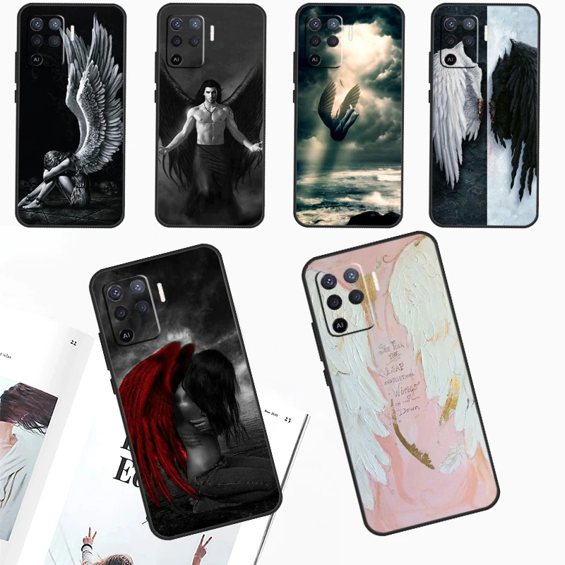 Angel Wings Painting For OPPO A98 A78 A58 A79 A16 A76 A96 A5 A9 A53 A17 A57 A77 A15 A52 A72 A74 A94 A54S Case