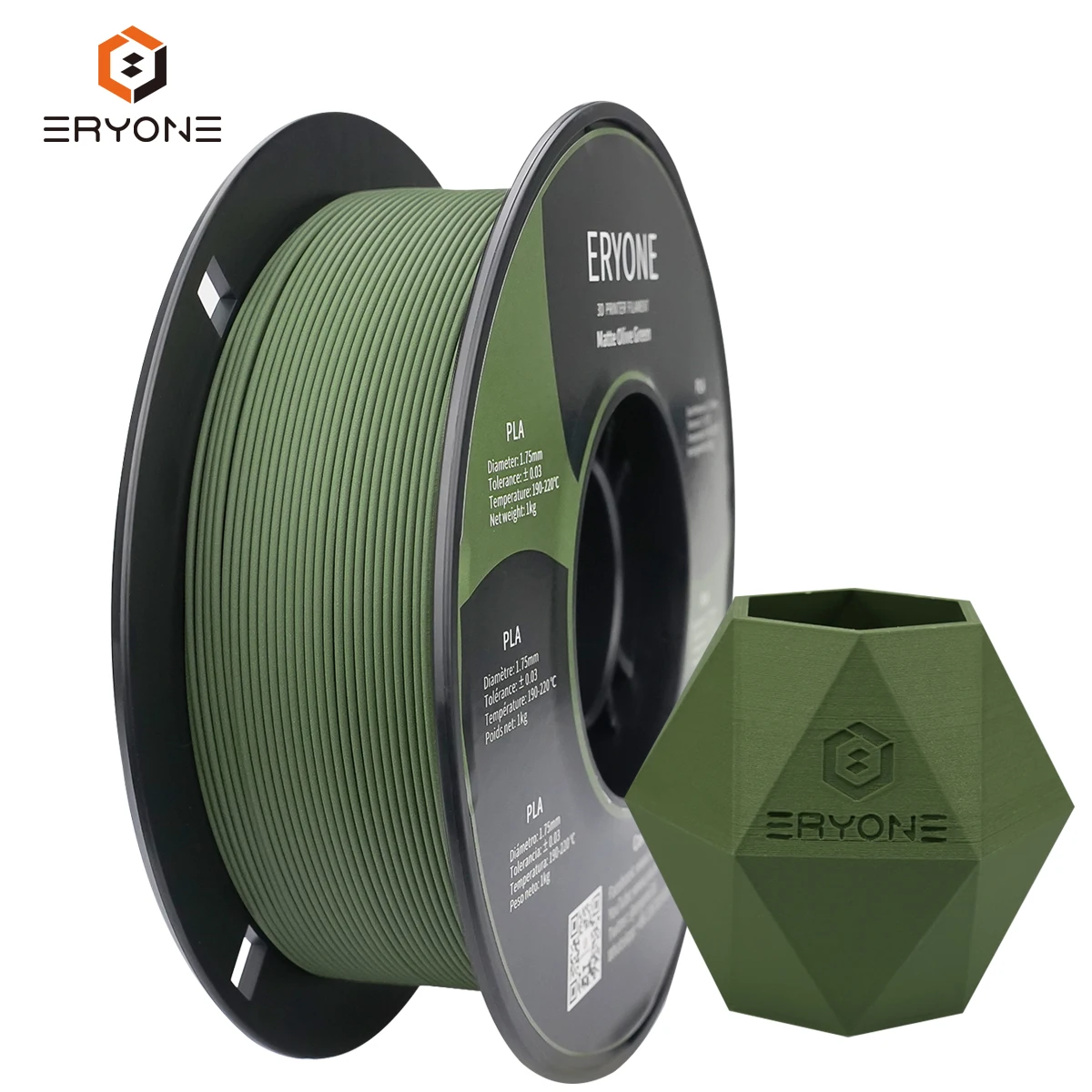 ERYONE Matte PLA Filament 1KG Spool 1.75mm 1.45 Density (g/cm3) Matte PLA Filament For FDM 3D Printer Fast Free Shipping