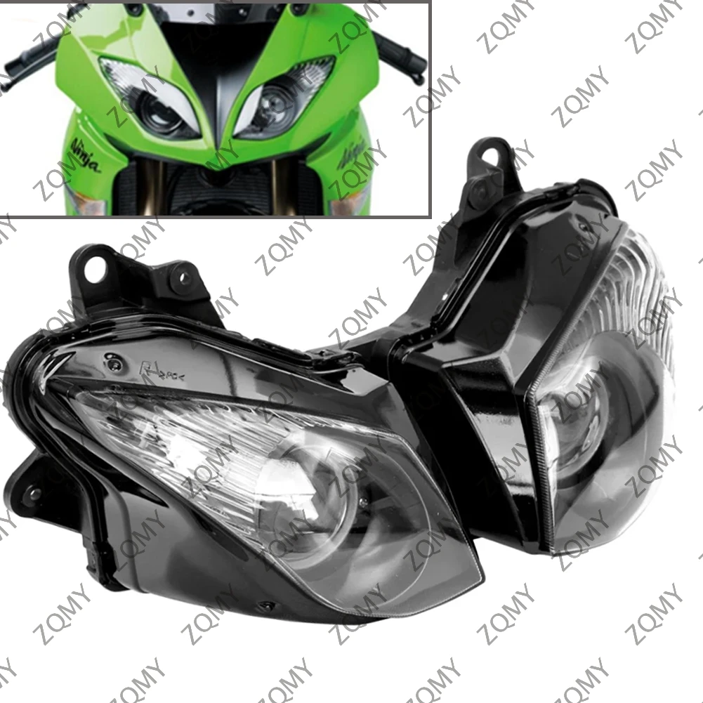 Black Motorcycle Front Headlight for Kawasaki Ninja ZX6R ZX-6R 2009 2010 2011 2012 Lighting Headlamp Lights Parts image 2