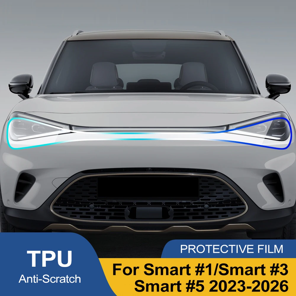 

TPU Car Headlight Protective Film for Smart #1 #3 #5 2023-2026 High-Gloss Smoke Black Pre-Cut Cover Anti-Scratch Vinyl Wrap