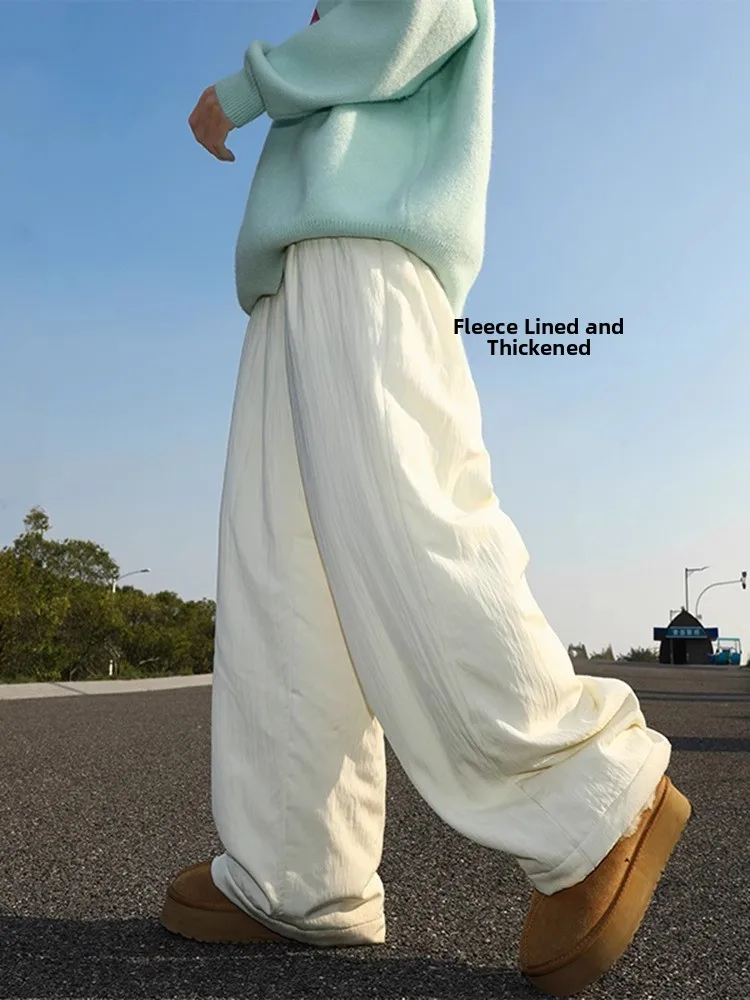 Pantalones de Algodón Casuales con Forro Polar Grueso para Hombre, Pantalones Cálidos y Duraderos para Invierno, Corte Recto, Largos, de Poliéster