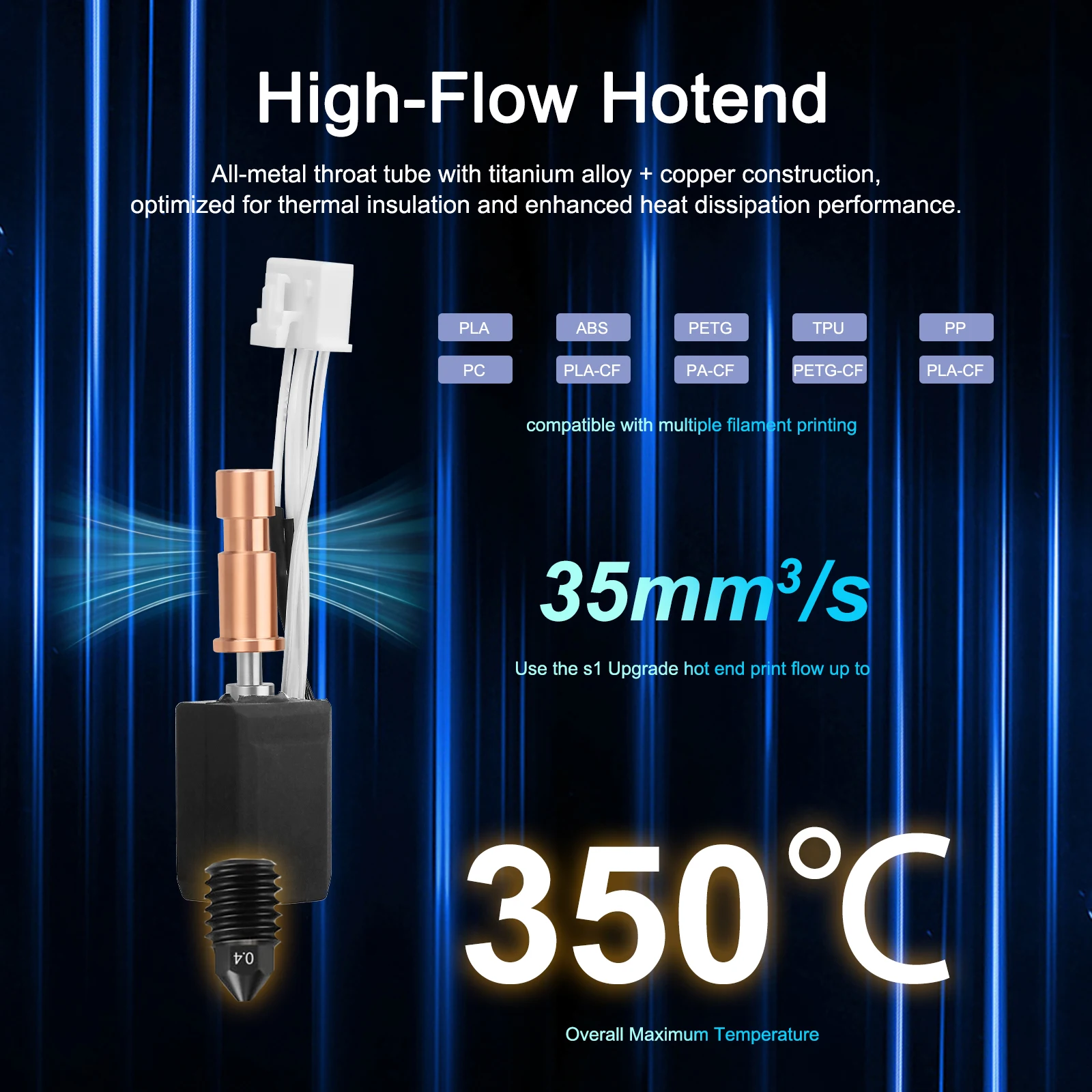 Ulepszony, w pełni metalowy hotend do Anycubic Kobra S1 / S1 Combo, bez PTFE, dysza grzewcza ceramiczna 100K, części do drukarki 3D — zdjęcie produktu 3
