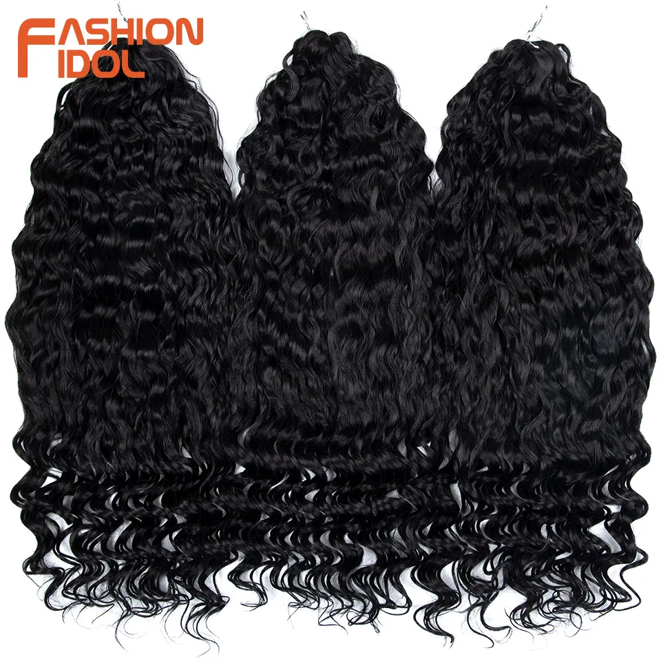 FASHION IDOL 22inch Water Wave Crochet Braiding Hair Synthetic Ombre Blonde Brown Hook Braids Hair Extension for Women Daily Use