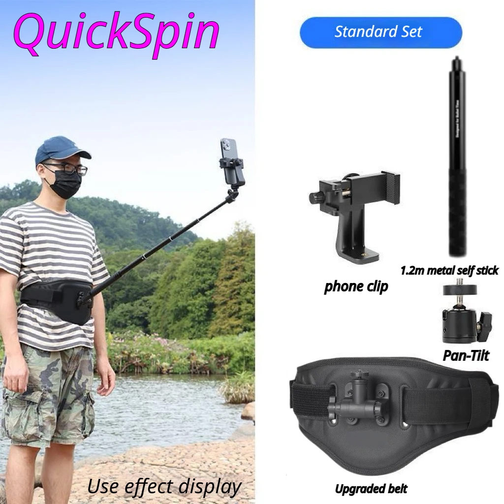 

upgrade For Insta360/GoPro/DJI Waist Belt Mount Strap + Adjustable Selfie Stick Replacement Panoramic sports camera accessories