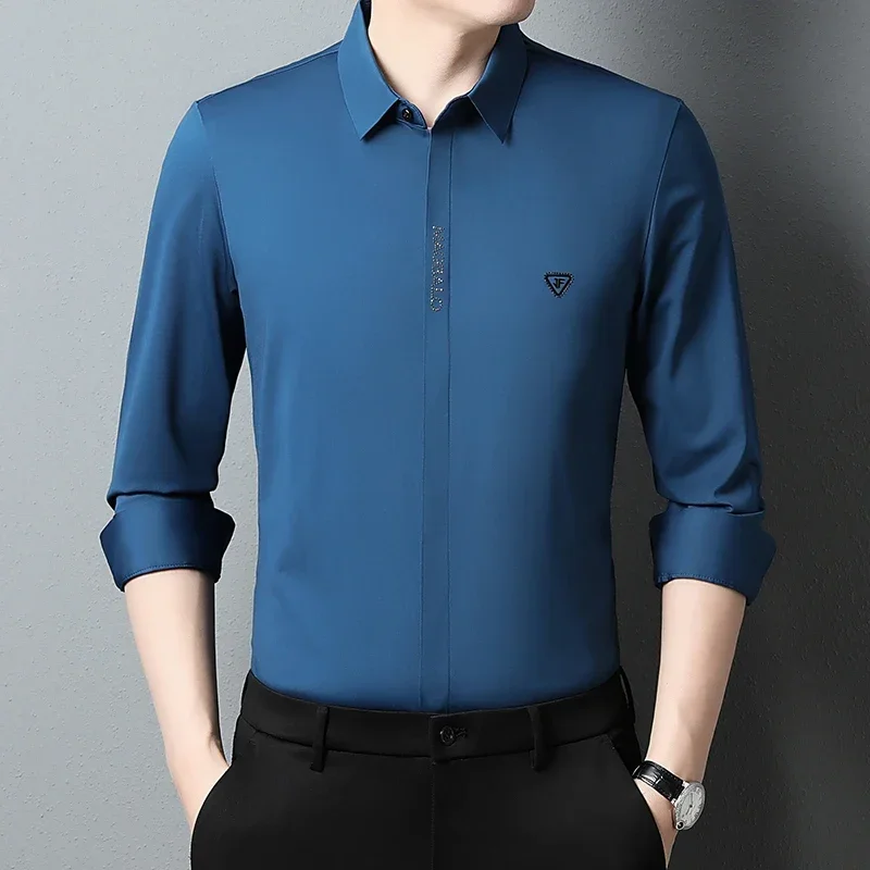 

High Quality Fashion Men's Non-ironing Soft Shirts Male Casual Long Sleeve Slim Fit Formal Shirt