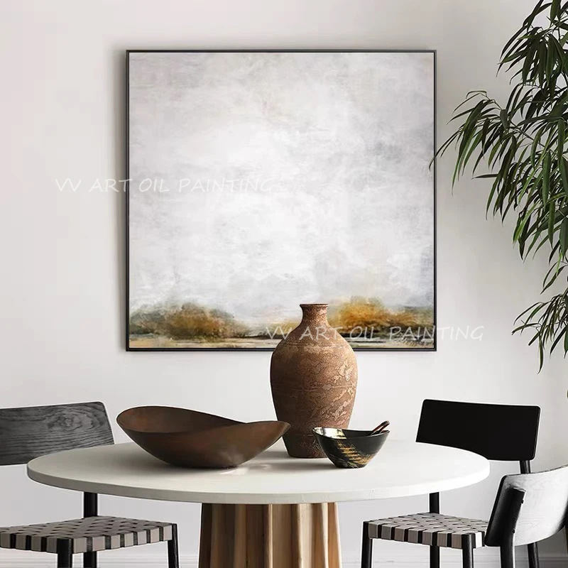 Pure white nordic 100% handmade artwork Abstract fine beauty simple Abstract thick canvas large size Oil Painting