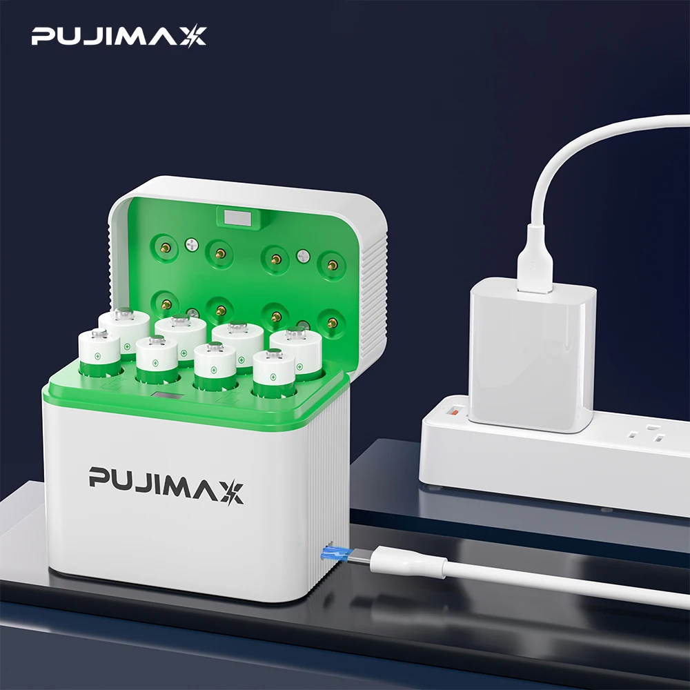 PUJIMAX LED displej AA/AAA nabíječka baterií 8 slotů pro NI-MH/NI-CD AA/AAA 1.2V dobíjecí baterie indikátor nabíječky - náhled 6