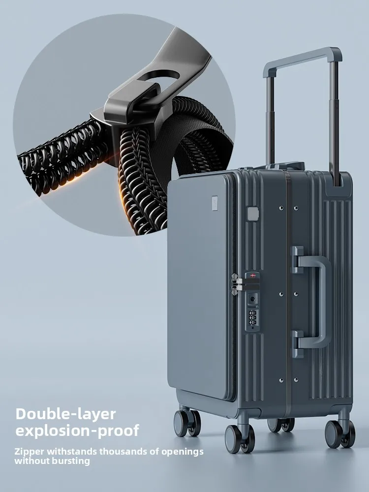 حقيبة سفر متينة بفتحة جانبية 20 بوصة مع عجلات وقفل رقمي، وحقيبة سفر 24 بوصة متينة قابلة للسحب للرجال والنساء
