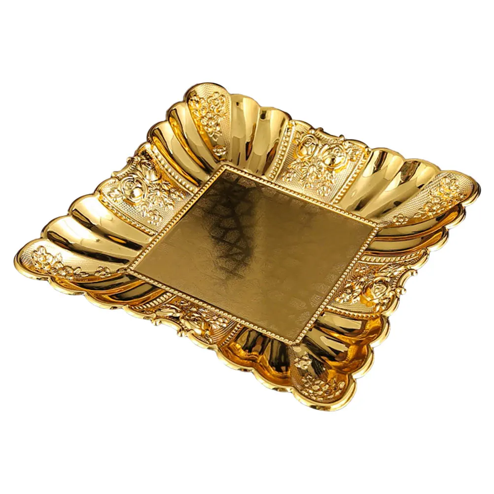 

Metal Cake Tray Non Toxic Jewelry Fruit Snack Organizer Mirror Polished Easy Cleaning Dining Table Kitchen Bathroom