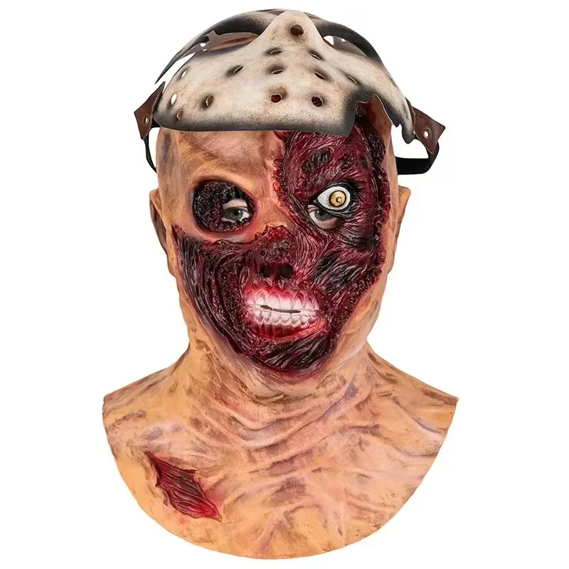 Scary Burn Jason Zombie Mask Full Face Latex Terrifying Mask Halloween Role-playing Costume Props