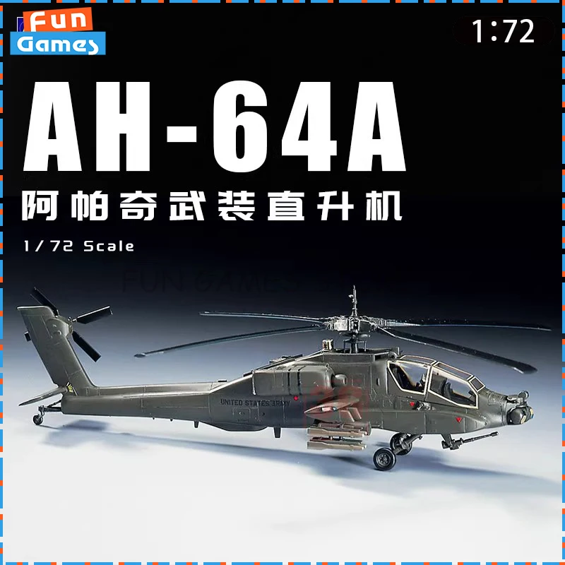 

New 1/72 Hasegawa Assemble Model AH-64A Helicopter Gunships Assemble Figure 01436 Model Uncolored Collectible Custom Toy Gift
