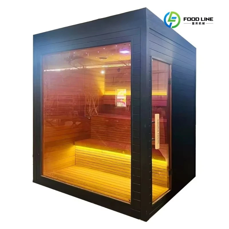 Sauna Factory Arrival Fast Assembled Prefab Outdoor Sauna Hotel Carbonized Spruce Sauna with Shower Customized