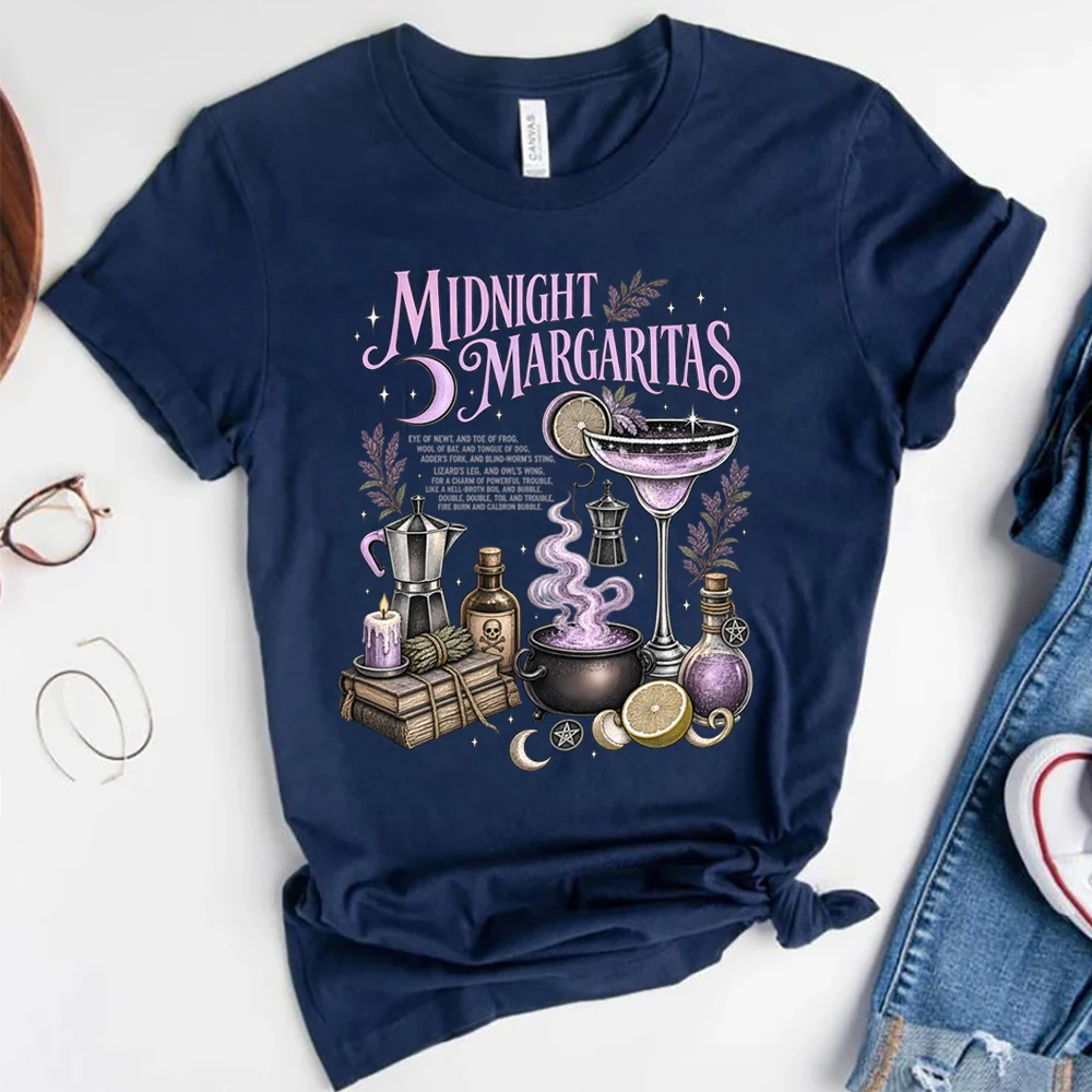 Midnight Margaritas Shirt Praktisches Magie-inspiriertes T-Shirt Vintage Hexen-Cocktail-Shirts Gotisches Viktorianisches Haus Halloween T-Shirt – Detail 7