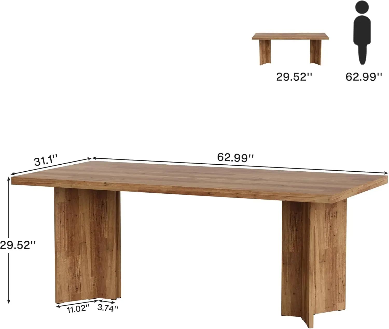 63-inch Executive Desk, Vintage Home Office Computer Desk with Large Tabletop, Farmhouse Wood Writing Conference Table·Hot Sale