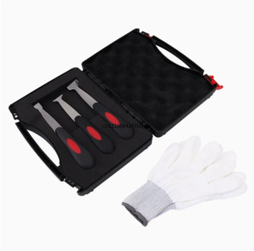 For Manual Windshield Urethane Scraper Kit Glass Glue Repair Knife Set With 3pcs Blades Soft Rubber Hand Cutting Tool