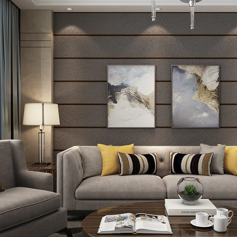 In Stock Faux Marble Stripe Suede Wallpaper Minimalist Living Room TV Background Wall Thickened Wallpaper