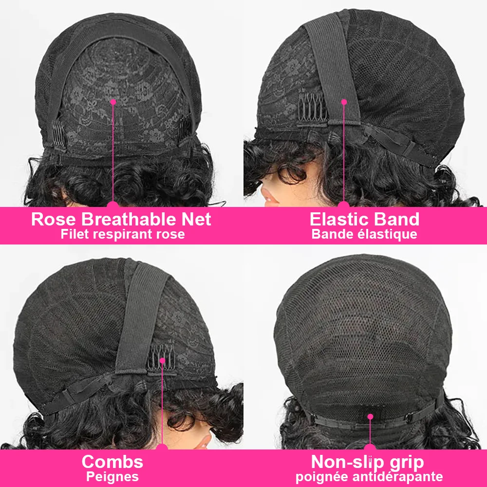 300% عالية الكثافة البيض الضفيرة عابث قطع شعر مستعار شعر الإنسان مع الانفجارات موجة المياه قصيرة بوب الباروكات للنساء قبل قطعها التسليم المحلي