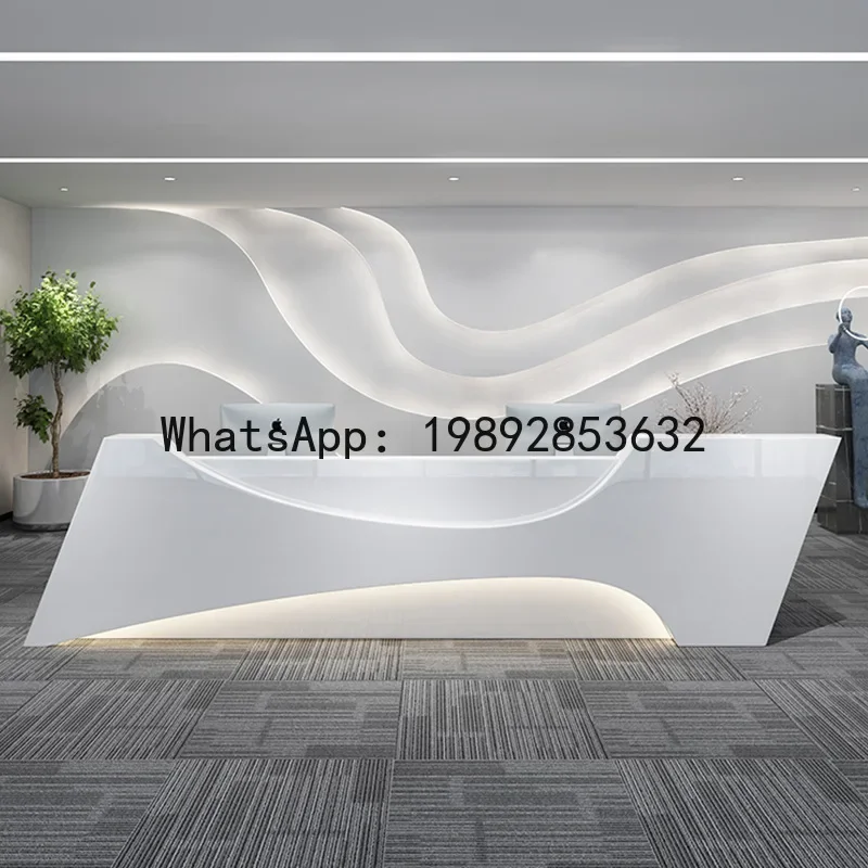 H5.20 painted reception desk, consultation and guidance counter, custom-shaped company cashier counter
