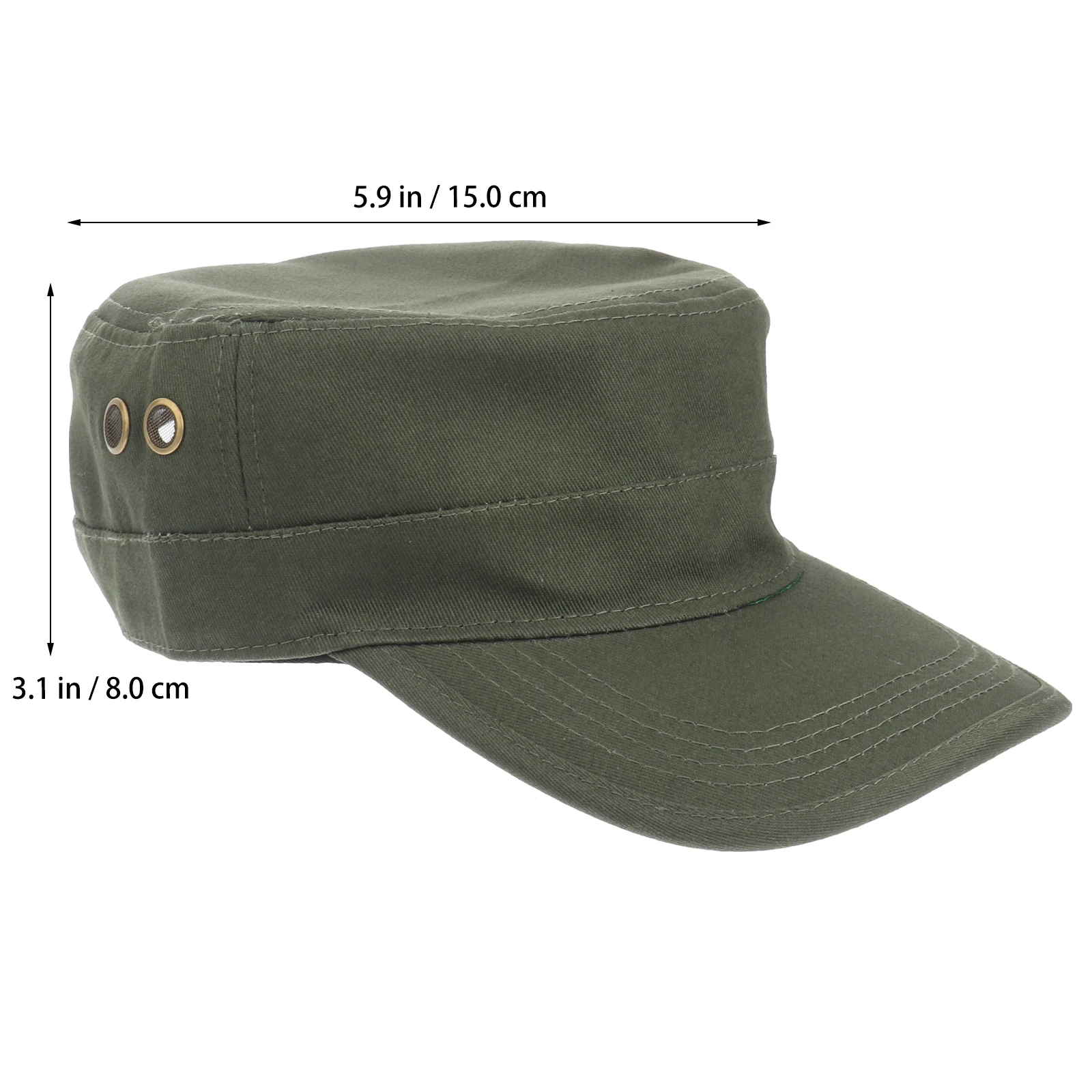 

Trendy Military Style Flat Hat Outdoor Leisure Visor Army Green Adjustable 59-60Cm Durable Cotton Fabric 4 Metal Eyelets Padded