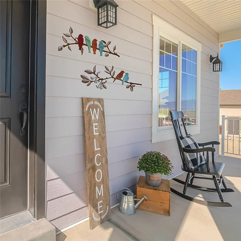 

Reliable 2 PCS Birds Wall Art Vivid Birds On Branch Metal Birds Wall Decor Hanging Leaves With Birds As Shown Metal Outdoor Wall