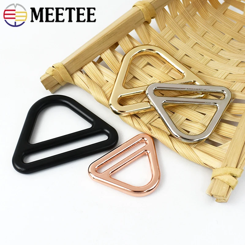 2/5Pcs Meetee 25-50mm Metal Tri-Glide Triangle Buckle Bag Strap Belt Clasp Buckles Webbing Dog Collar Connect Ring Hook Accessor