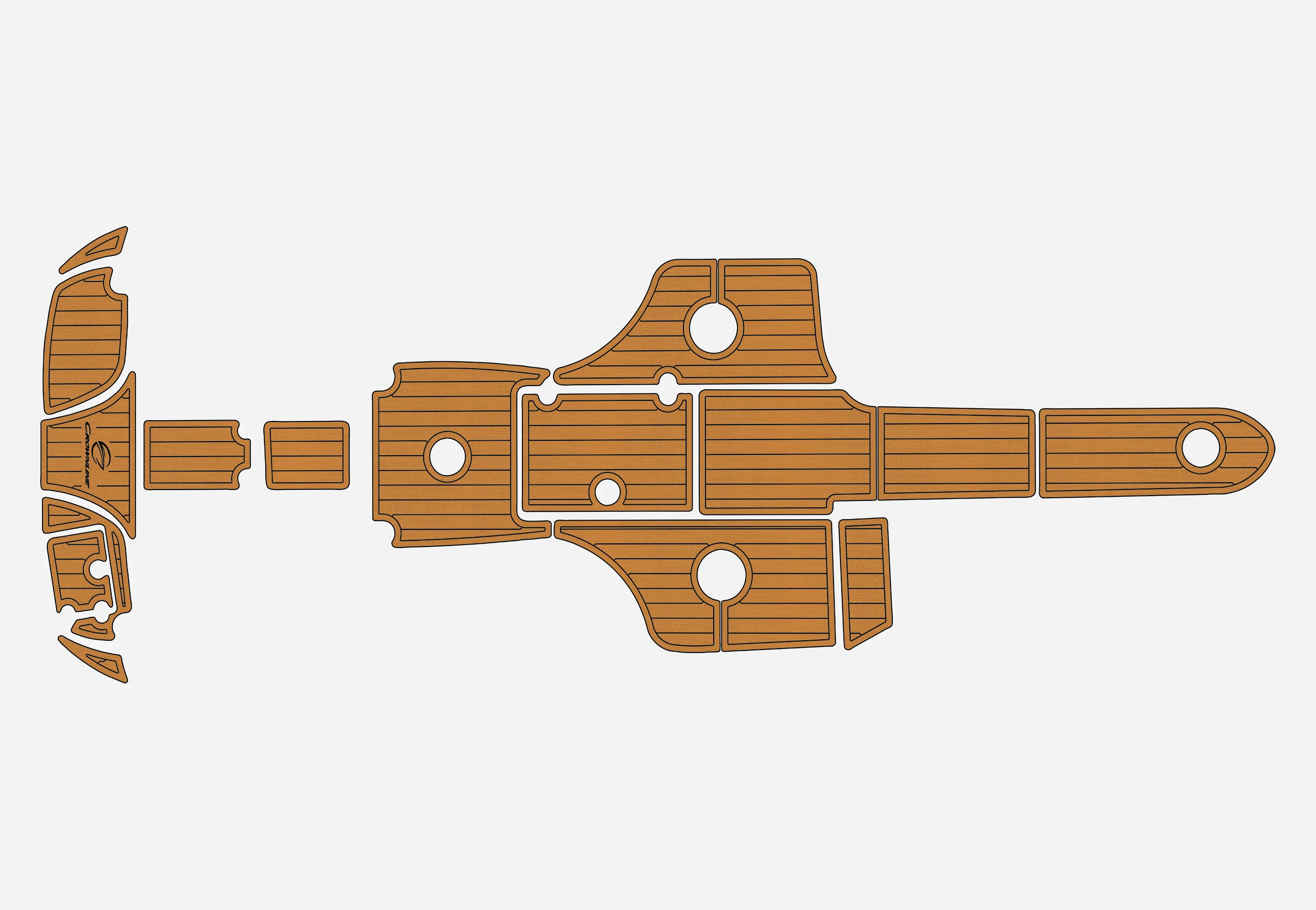 

Морской коврик из ПВХ-ткани с имитацией тика, нескользящий, из ЭВА-пены 6 мм (1/4 дюйма), для Crownline 265 SS 2012-2015 гг., Aqua Gatorstep, для морских судов