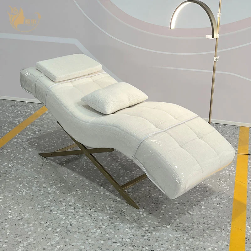 Curved Synthetic Leather Massage Table With Metal X Frame For Lash Facial Spa Salon Commercial Use