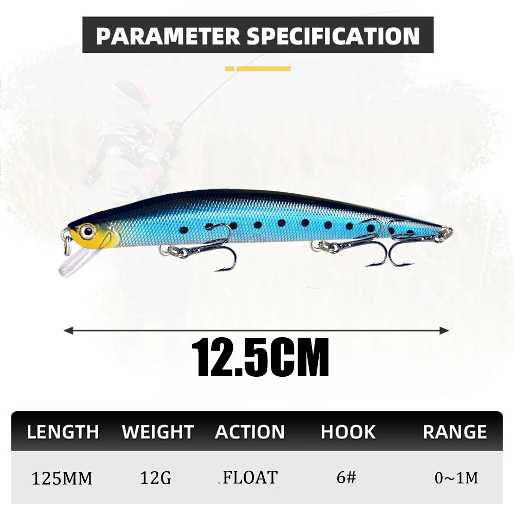 1pcs Fishing Lures 12.5cm/12g Minnow Lure Rattling High Quality Hard Bait Crankbait Wobbler Fishing Tackle Leurre Peche For Pike