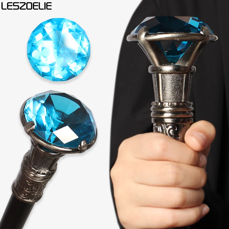 lake-blue-crystal-diamond-silver-handle-walking-stick-man-luxury-fashion-walking-canes-women's-elegant-decorative-walking-sticks