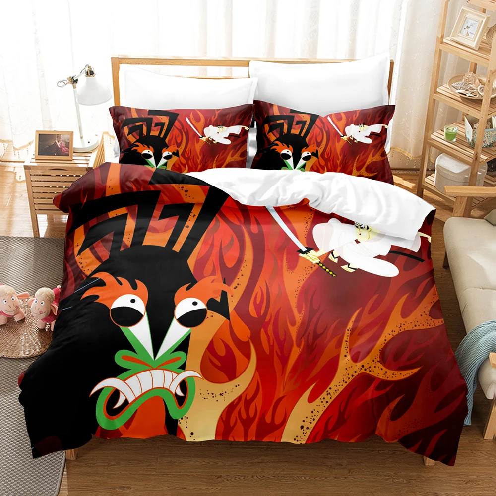 Samurai Jack Aku Robot Army 3D Bedding Set Duvet Cover 2 Pillowcases Single Twin Full Queen King Size Anime Bed Linen For Decor