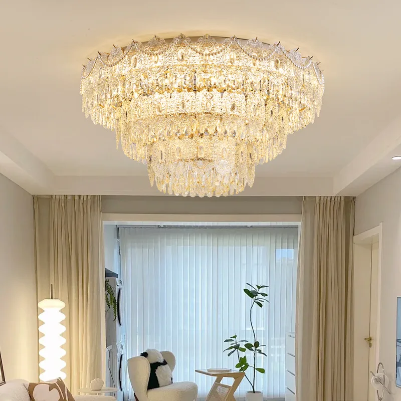 Atmospheric French Modern Style LivingRoom Shell Ceiling Lamp Luxury Pearl Handmade Glass Bedroom