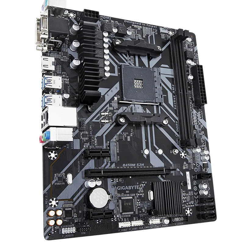 GIGABYTE B450M S2H With AMD AM4 DDR4 Micro ATX Usb 3.1 gen1 Vga DVI-D 32g m.2 slot