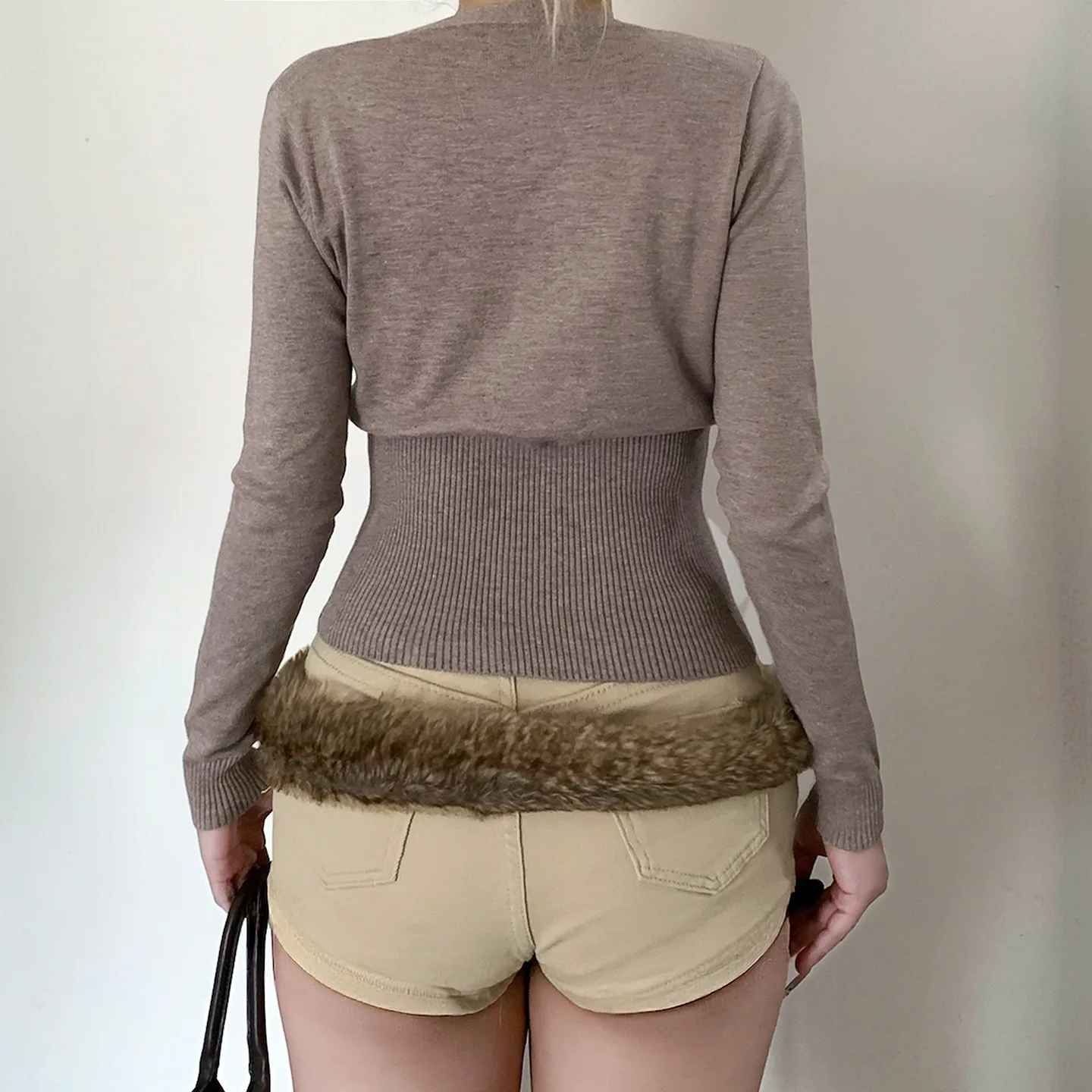 Maglione da donna con fibbia in vita con scollo a V incrociato cardigan moda autunnale