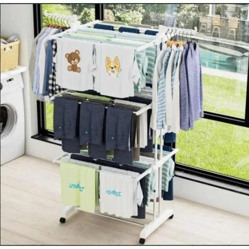 

1pc Foldable Clothes Drying Rack Indoor/Outdoor with Foldable Wings 2 Packs Stainless Hangers