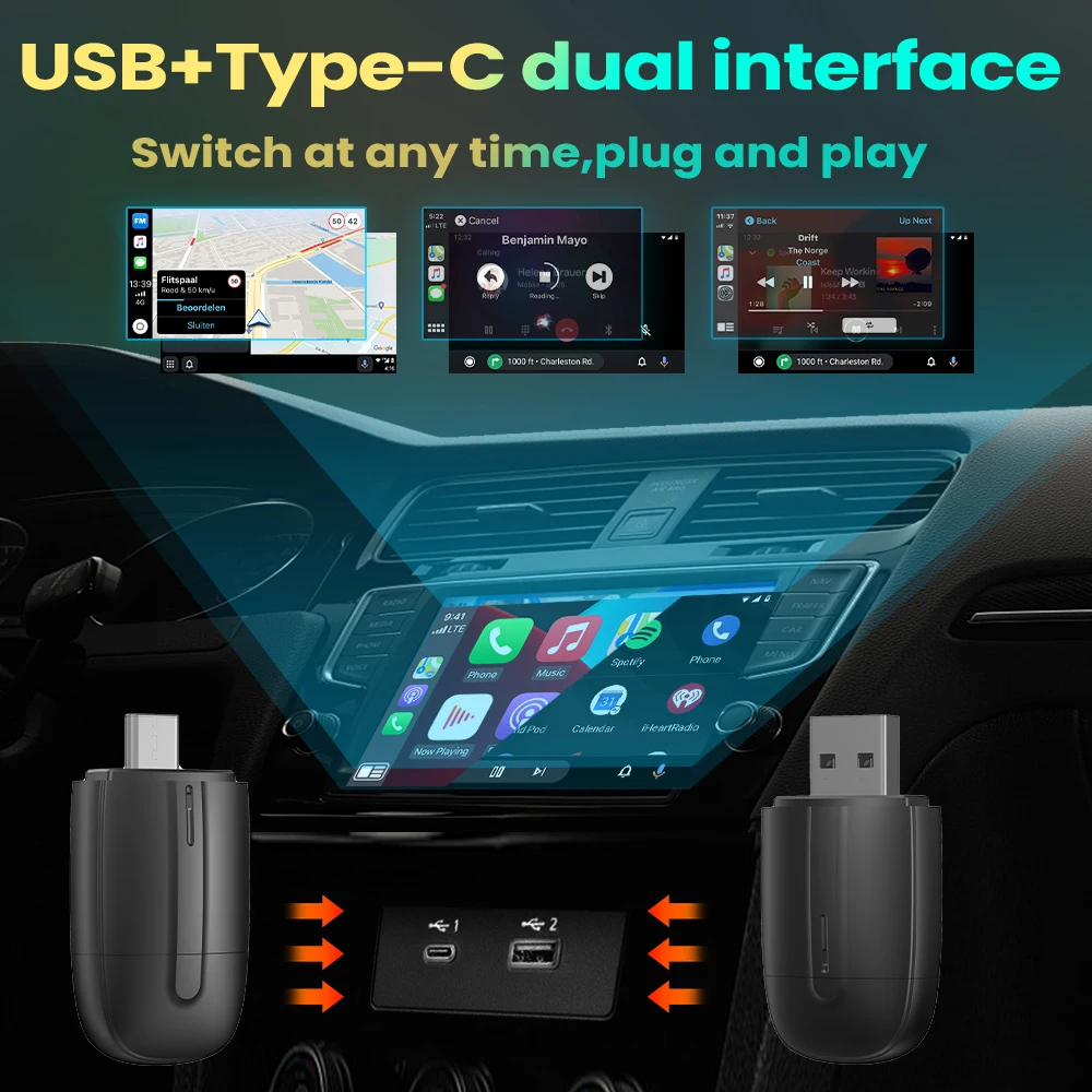 محول تلقائي لاسلكي يعمل بنظام أندرويد محول CarPlay USB Type-c التوصيل والتشغيل بلوتوث 2 في 1 لـ Haval H1 Blue-Brand H2 Blue-Brand H2 #4