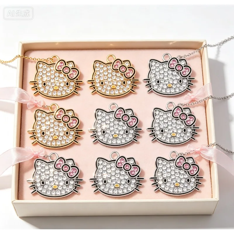 Kitty Anime 10pcs DIY Accessories Cartoon Phone Case Mirror Makeup Mirror Accessories Bow Accessories Girl Gift Wholesal Helloe