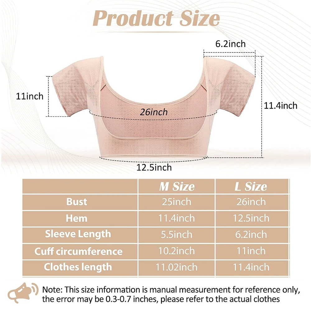 1PC T-shirt Sweat Pads Underarm Sweat Vest Armpit Perspiration Guards Sweat Proof Shirt Washable Sweat Protector for Women Girls