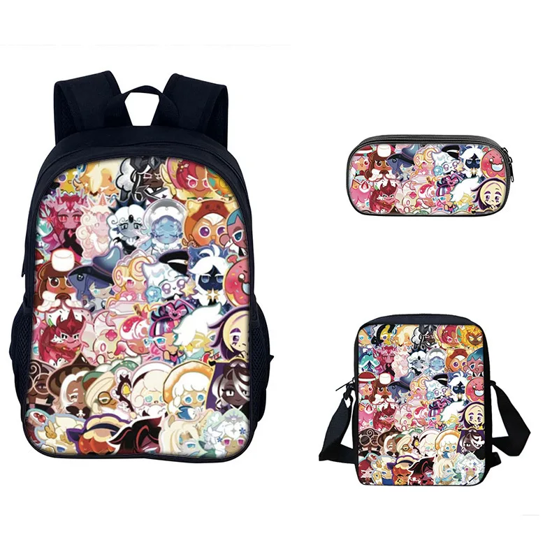 Biscuit game student backpack three piece set Shadow Milk Cookie peripheral children's backpack shoulder bag pencil case set
