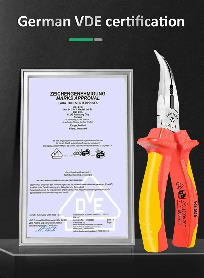 LAOA 8 Zoll/6 Zoll Gebogene Spitzzange Hardware-Zange Gebogene Nase Zange Manuelle Zange Abisolierzange Elektriker DIY Reparatur Handwerkzeuge – Detail 7