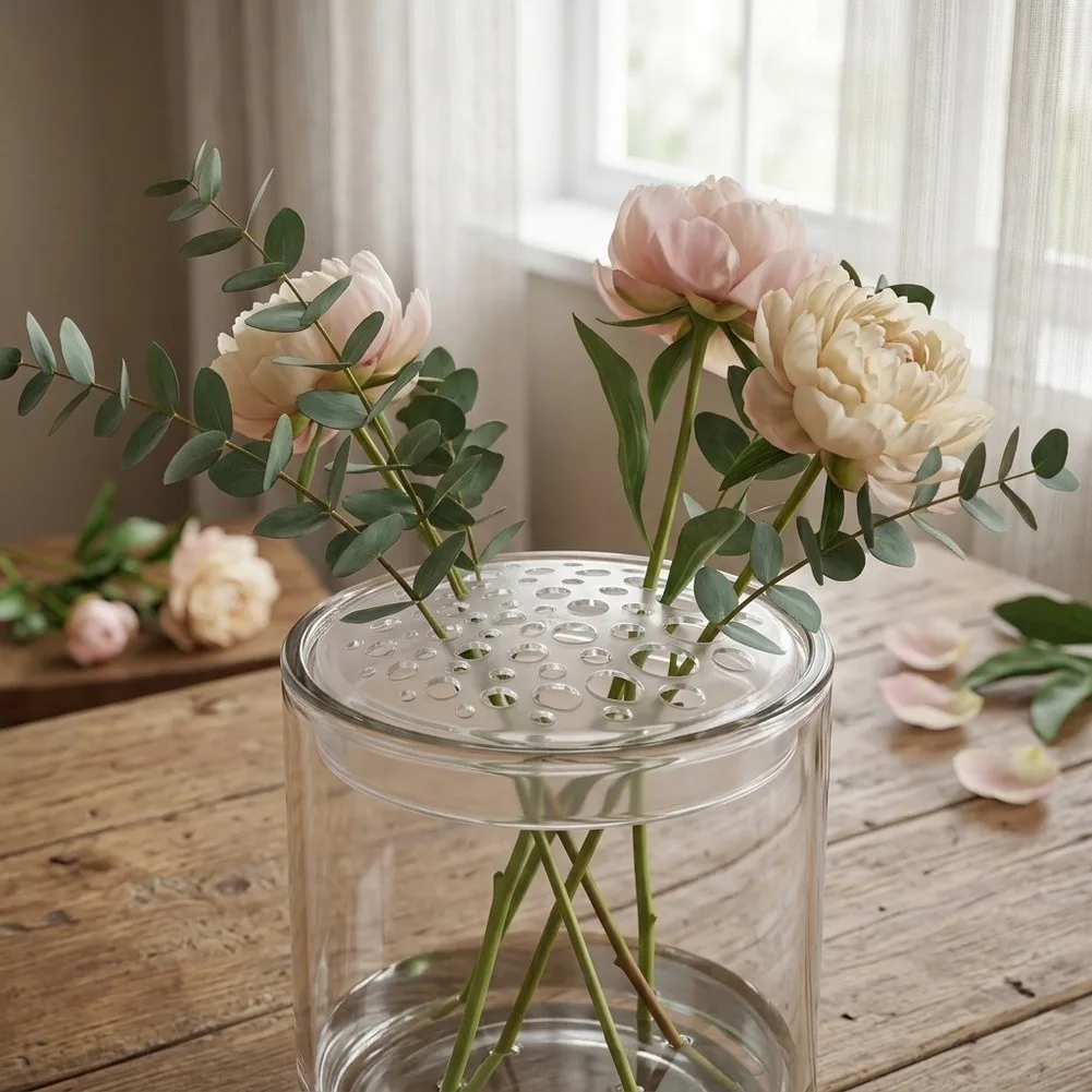 Flower Grid for Vase Arrangements Using Soft Silicone Material - Washable Odorless Floral for stem Organizer for Indoor Use