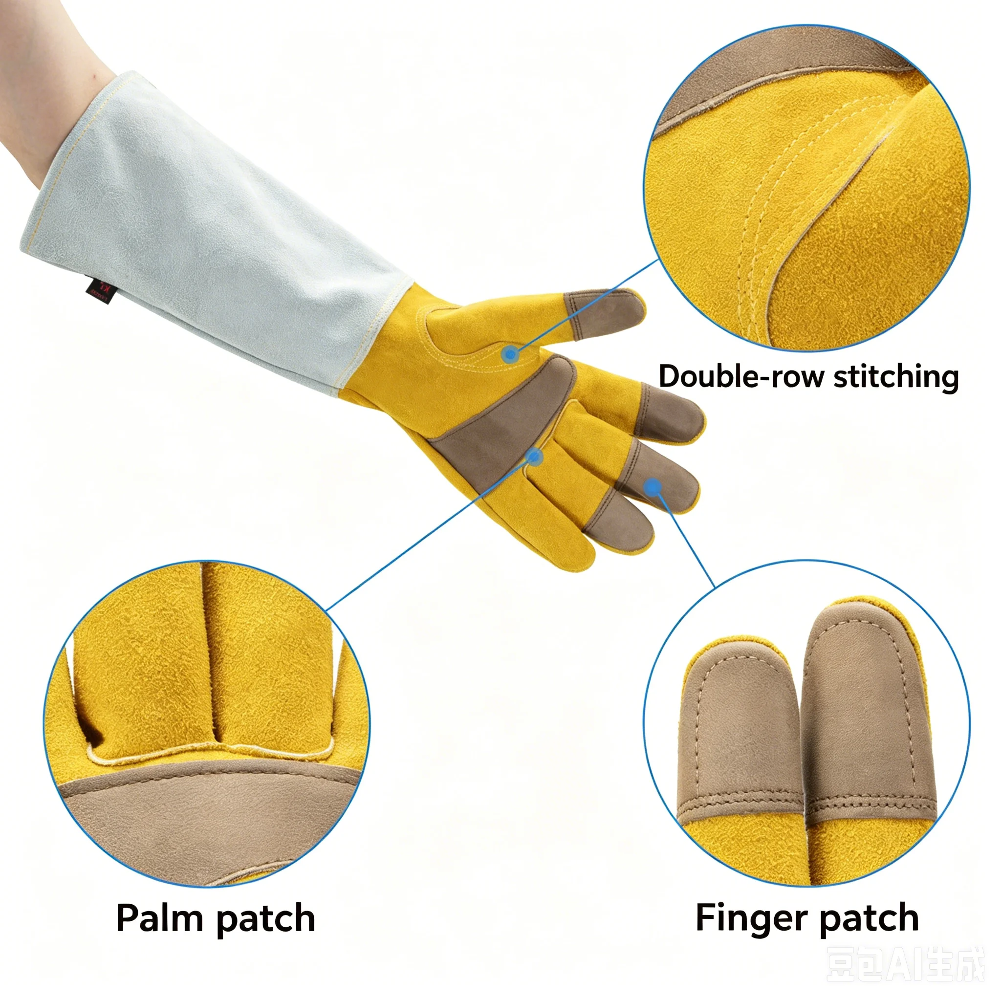 Durable Leather Gauntlet Gloves Anti Thorn Puncture Proof Gardening Work Gloves For Rose Pruning Planting Industrial Labor Prote